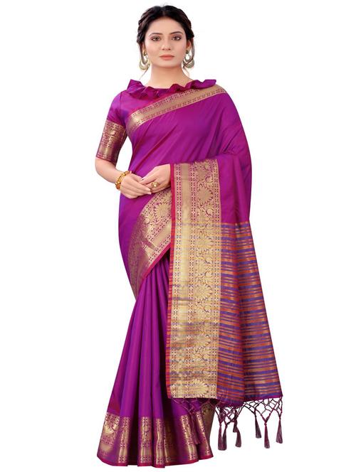 jacquard work woven saree with blouse - 18185168 - Very Small Image - 1