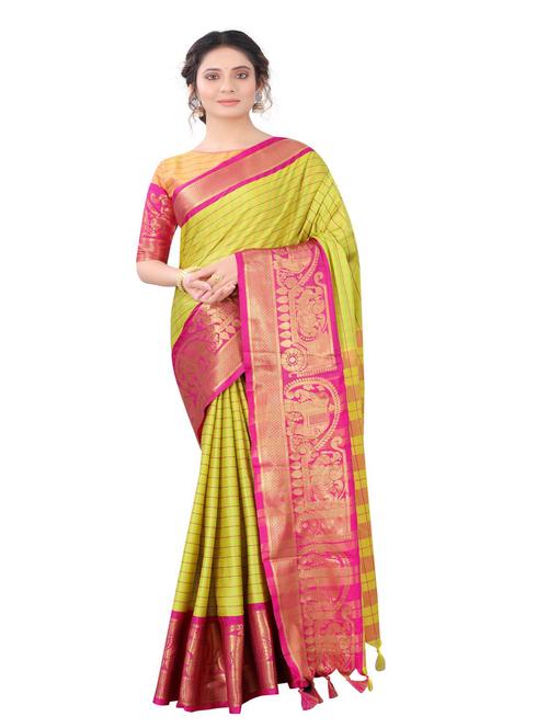 jacquard work woven saree with blouse - 18185184 - Very Small Image - 1