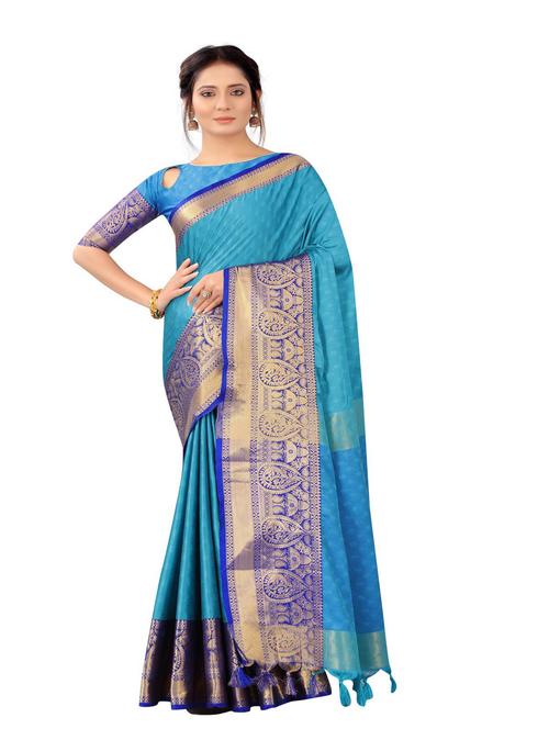jacquard work woven saree with blouse - 18185190 - Very Small Image - 1