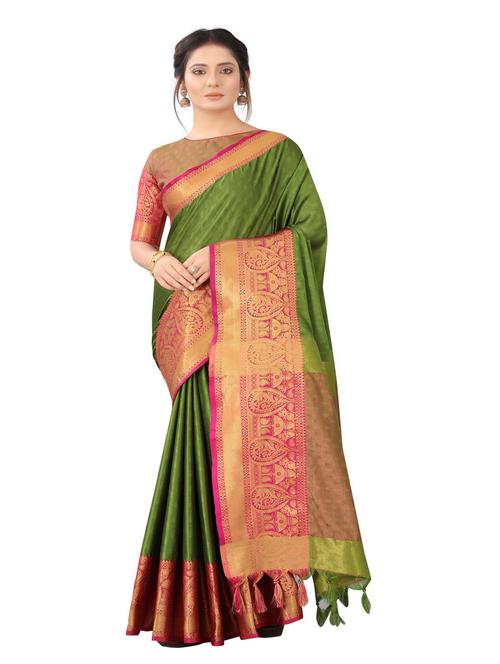 jacquard work woven saree with blouse - 18185193 - Very Small Image - 1