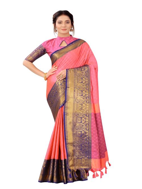 jacquard work woven saree with blouse - 18185195 - Very Small Image - 1