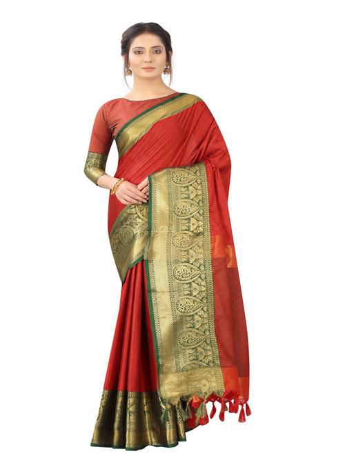 jacquard work woven saree with blouse - 18185197 - Very Small Image - 1