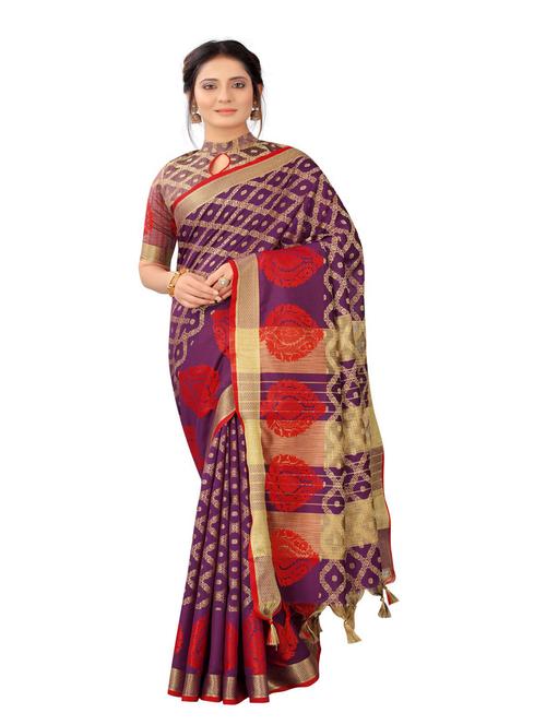jacquard work woven saree with blouse - 18185201 - Very Small Image - 1