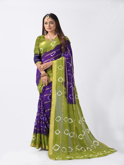 tie & dye printed saree with blouse - 18185224 - Very Small Image - 1