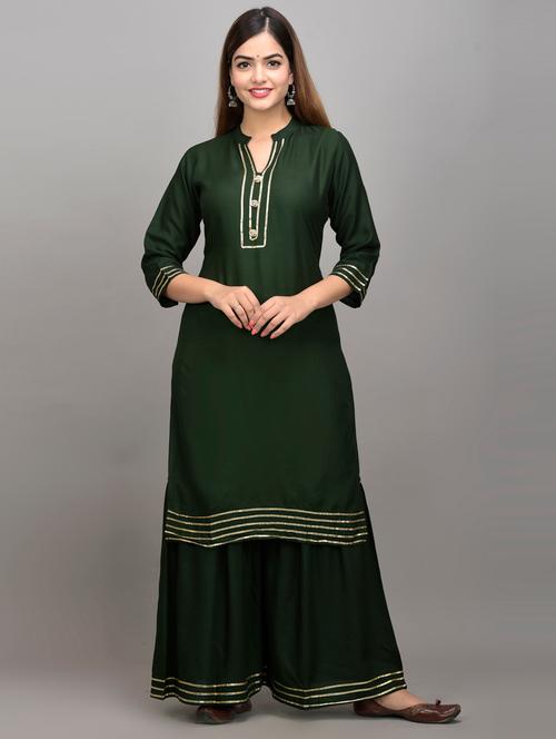 green rayon suit set - 18185553 - Very Small Image - 1