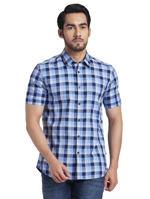 blue checkered casual shirt - 18185714 - Very Small Image - 1