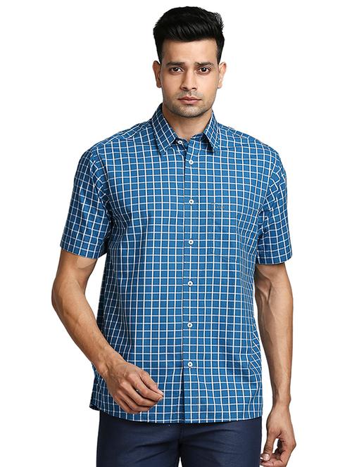 turquoise checkered casual shirt - 18185746 - Very Small Image - 1