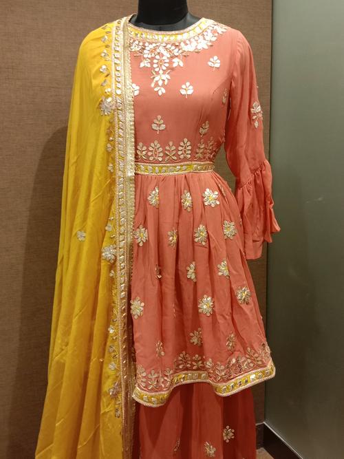 ladies skirt with peplum style kurta - 18185840 - Very Small Image - 1