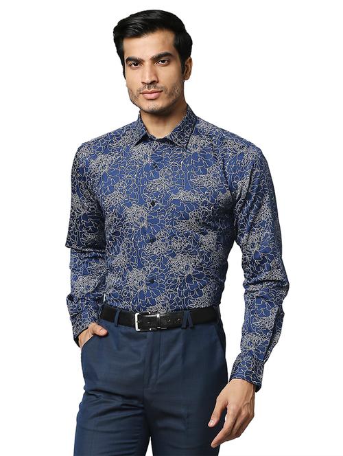 blue printed formal shirt - 18185875 - Very Small Image - 1