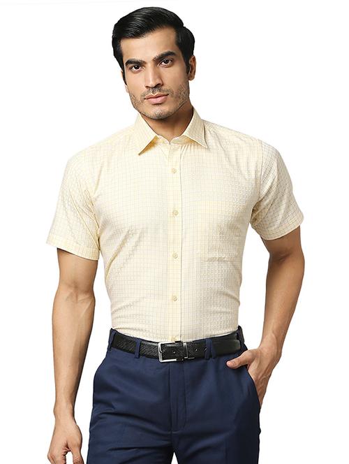 yellow checkered formal shirt - 18185905 - Very Small Image - 1
