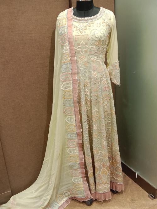 ladies gown with dupatta fabric georgette - 18186029 - Very Small Image - 1
