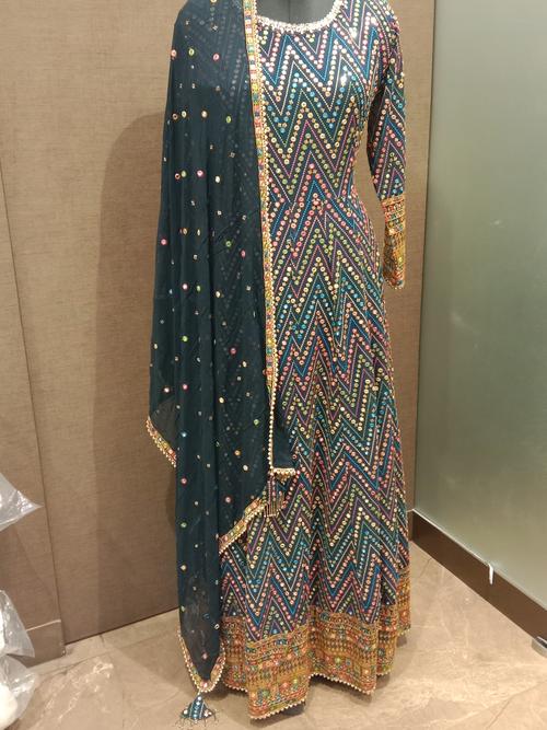 ladies gowns fabric georgette with dupatta - 18186180 - Very Small Image - 1