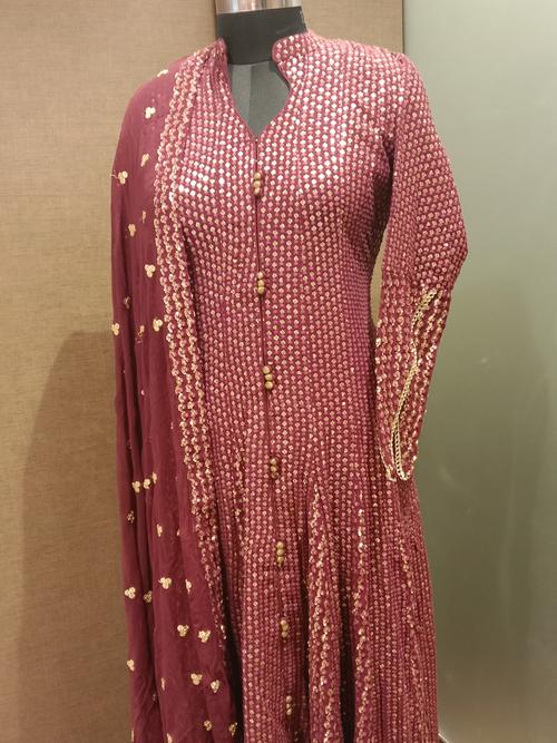 ladies gowns with dupatta fabric georgette - 18186236 - Very Small Image - 1