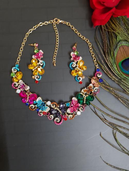 multi colored crystal necklaces and earring - 18186583 - Very Small Image - 1