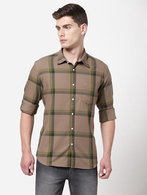 taupe checkered casual shirt - 18186716 - Very Small Image - 1