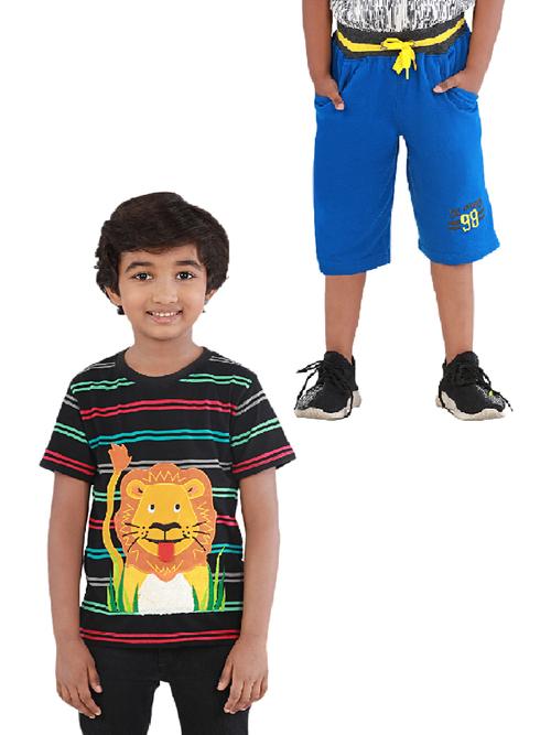 latest shorts and lion embroider t-shirt - 18186776 - Very Small Image - 1