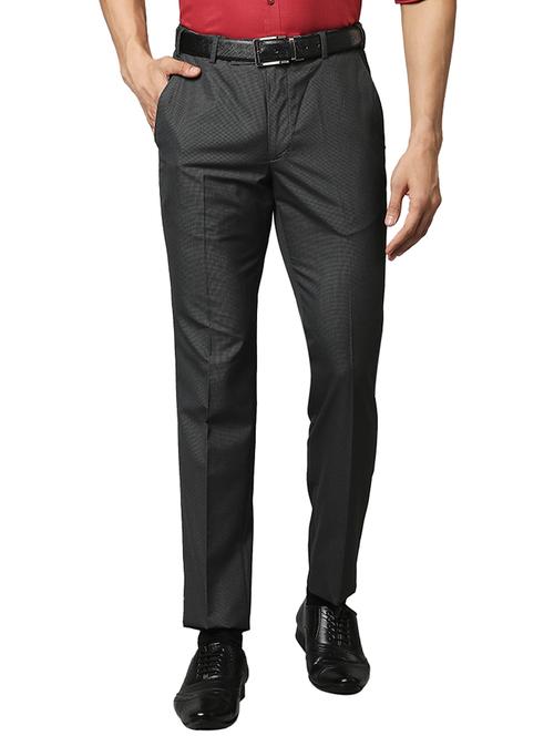 grey solid formal trouser - 18186952 - Very Small Image - 1