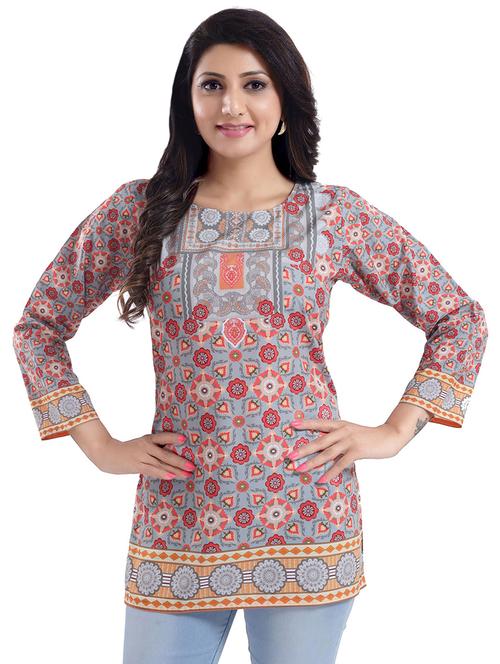 multi colored crepe regular tunic - 18187071 - Very Small Image - 1