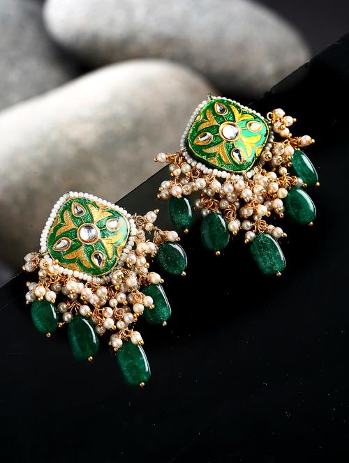 green silver drop earring - 18187118 - Very Small Image - 1