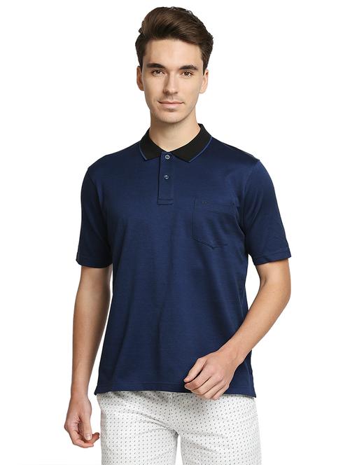 blue solid polo t-shirt - 18187133 - Very Small Image - 1