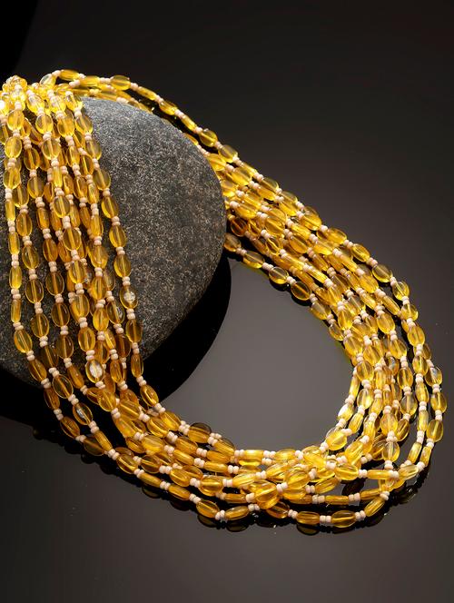 pearls, natural stones yellow, white, gold layered necklace - 18187302 - Very Small Image - 1