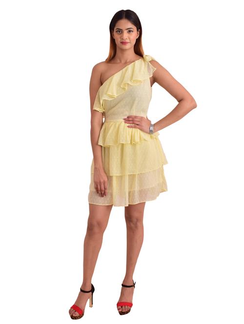 yellow poly chiffon aline dress - 18187414 - Very Small Image - 1