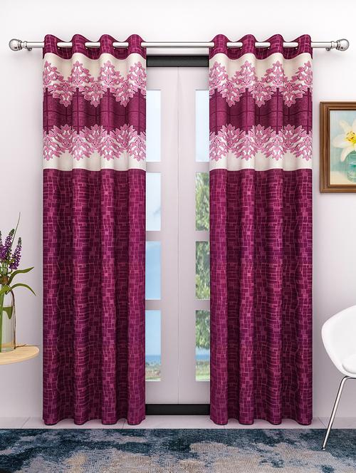 athom living eazy home premium polyester designer floral door curtain 7ft pack of 2 - 18187492 - Very Small Image - 1