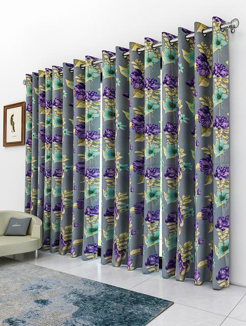 athom living eazy home premium polyester designer floral door curtain 7ft pack of 4 - 18187519 - Very Small Image - 1