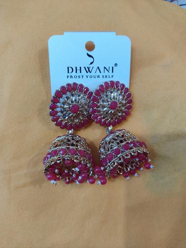 ladies earrings pink color - 18187600 - Very Small Image - 1