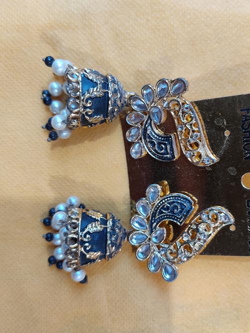 ladies earrings blue color - 18187603 - Very Small Image - 1
