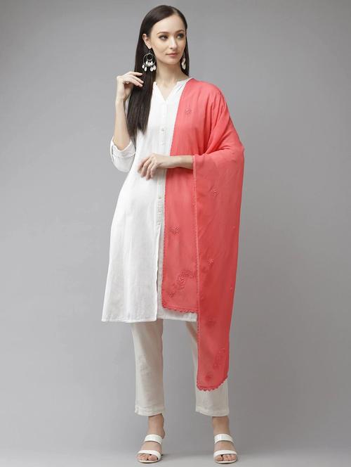 embroidered pink chikankari dupatta - 18187679 - Very Small Image - 1
