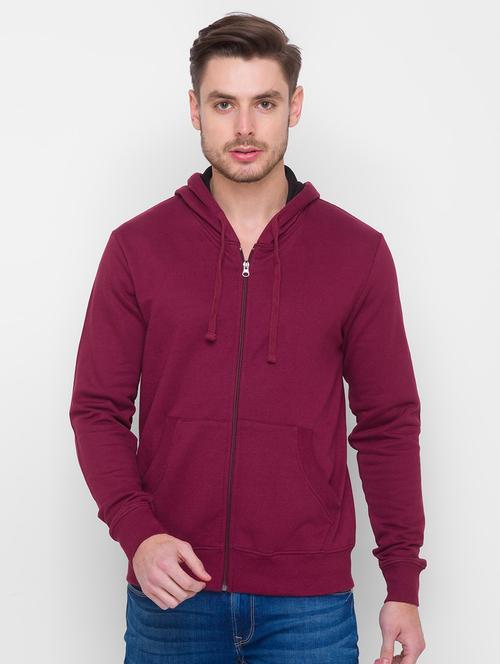 magenta solid zip-up hooded sweatshirt - 18187755 - Very Small Image - 1