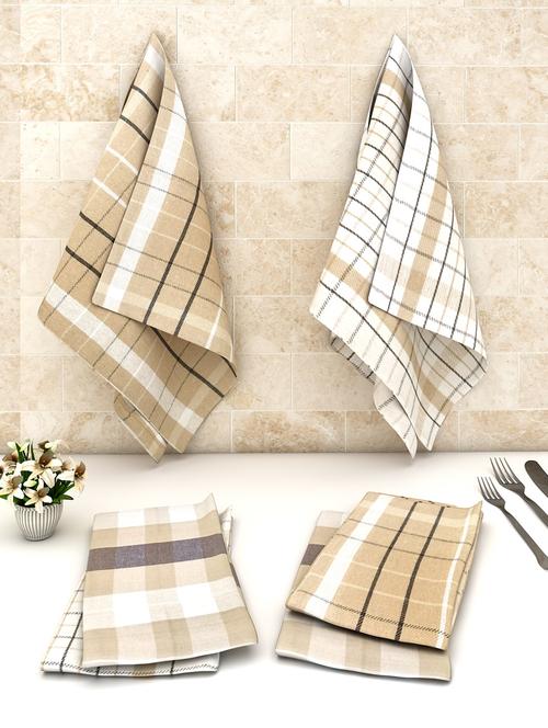 athom living checks cotton multipurpose kitchen towel/cleaning cloth 30x55cm pack of 6 - 18188365 - Very Small Image - 1