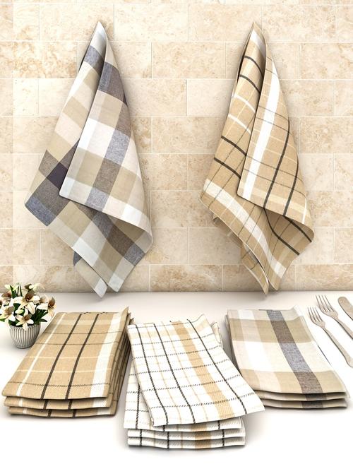 athom living checks cotton multipurpose kitchen towel/cleaning cloth 30x55cm pack of 12 - 18188369 - Very Small Image - 1