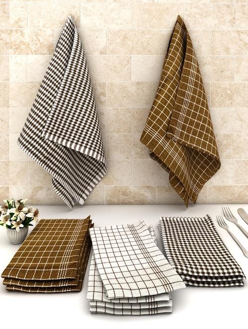 athom living checks cotton multipurpose kitchen towel/cleaning cloth 30x55cm pack of 12 - 18188371 - Very Small Image - 1