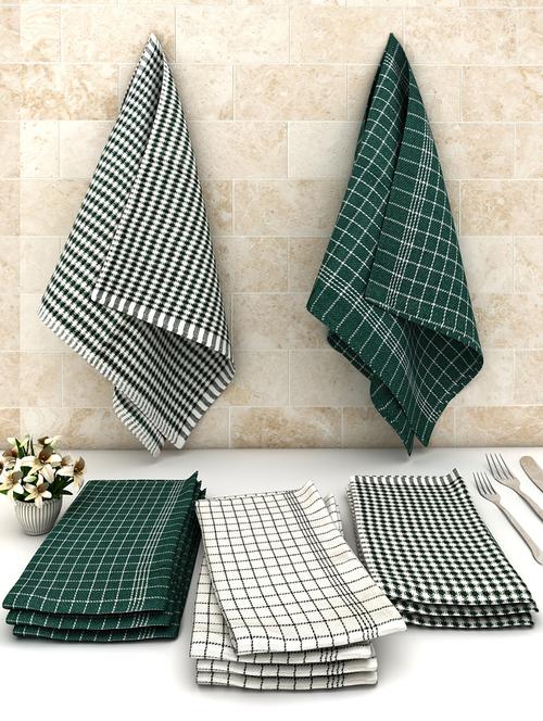 athom living checks cotton multipurpose kitchen towel/cleaning cloth 30x55cm pack of 12 - 18188372 - Very Small Image - 1