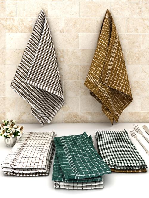 athom living checks cotton multipurpose kitchen towel/cleaning cloth 30x55cm pack of 12 - 18188374 - Very Small Image - 1