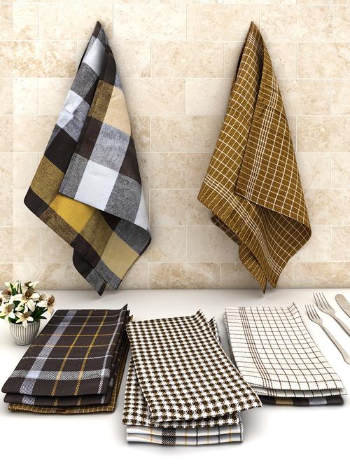athom living checks cotton multipurpose kitchen towel/cleaning cloth 30x55cm pack of 12 - 18188378 - Very Small Image - 1