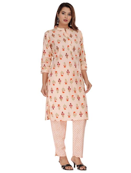 orange cotton kurta pant set - 18188401 - Very Small Image - 1