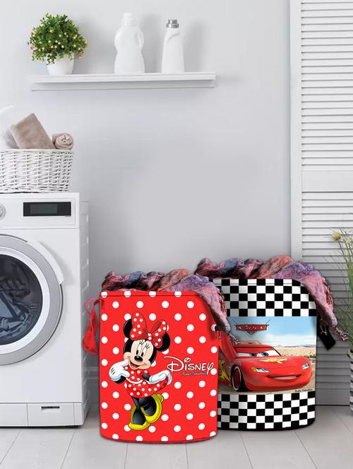 kuber industries disney print 2pcs waterproof cotton laundry bag, laundry organizer (red & brown) - 18188471 - Very Small Image - 1