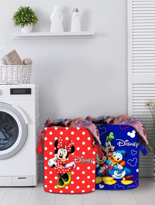 kuber industries disney print 2pcs waterproof cotton laundry bag, laundry organizer (red & blue) - 18188472 - Very Small Image - 1