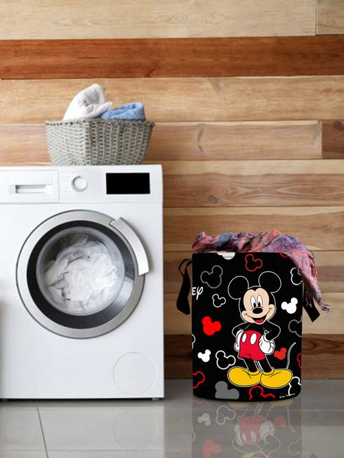 kuber industries disney print waterproof cotton laundry bag, laundry basket organizer 45 l (black) - 18188473 - Very Small Image - 1