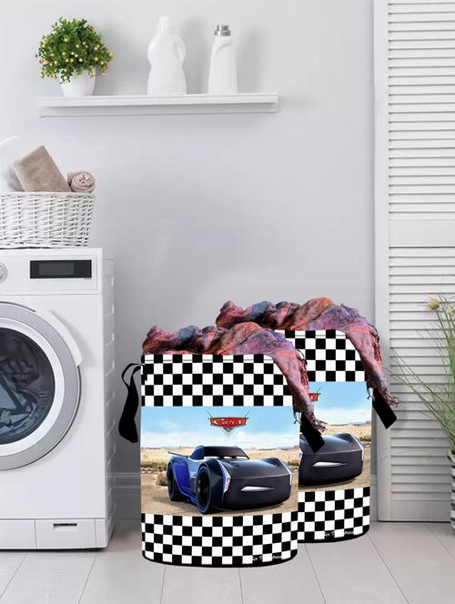 kuber industries disney print 2 pieces waterproof cotton laundry bag, laundry basket organizer 45 l (brown) - 18188476 - Very Small Image - 1