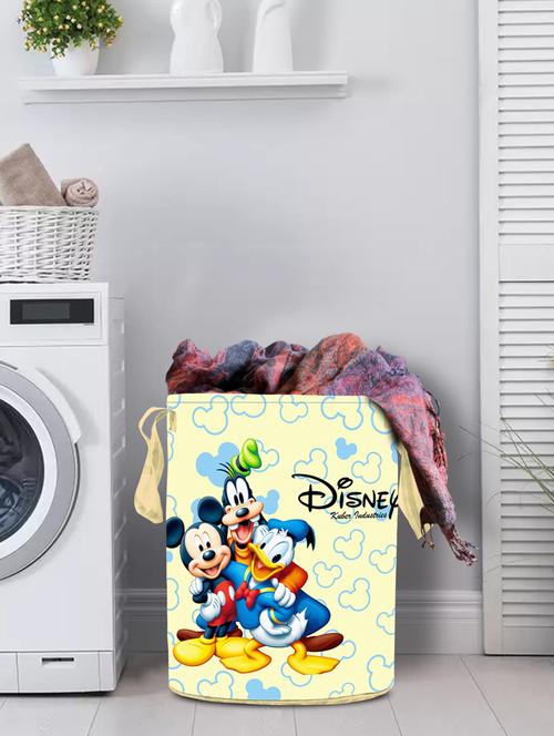 kuber industries disney team mickey round foldable laundry basket with handles,45 ltr (cream) - 18188493 - Very Small Image - 1