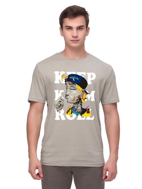 grey chest printed t-shirt - 18188601 - Very Small Image - 1