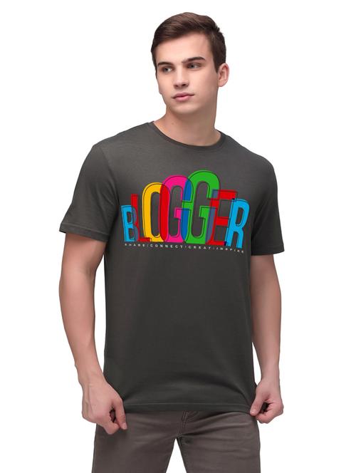 grey chest printed t-shirt - 18188618 - Very Small Image - 1