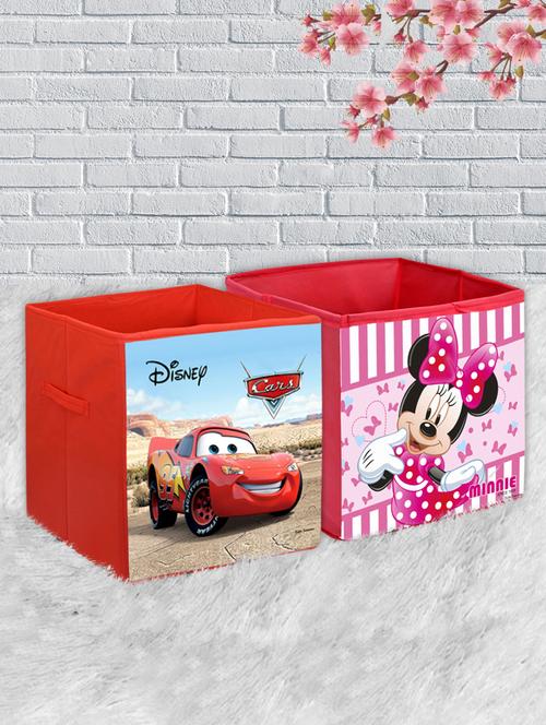 kuber industries disney print 2pcs foldable large size cloth,toy,books,shoe storage cube with handle - 18188838 - Very Small Image - 1