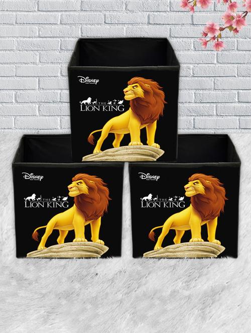 kuber industries disney lion king print non woven fabric 3pcs foldable cloth storage box (black) - 18188845 - Very Small Image - 1