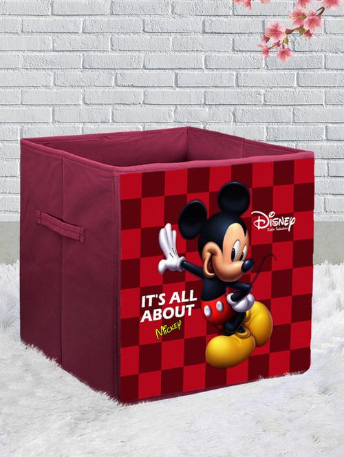 kuber industries disney mickey mouse print non woven fabric foldable cloth storage box (maroon) - 18188849 - Very Small Image - 1