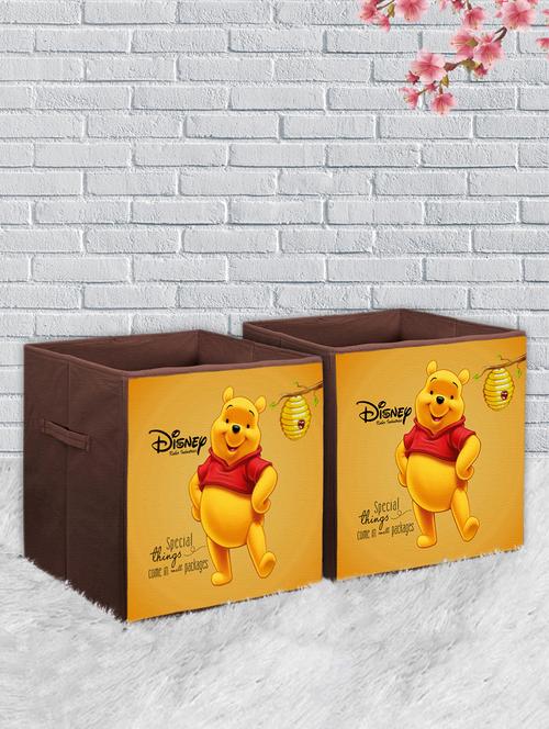 kuber industries disney winnie-the-pooh print non woven fabric 2pcs foldable cloth storage box-brown - 18188853 - Very Small Image - 1